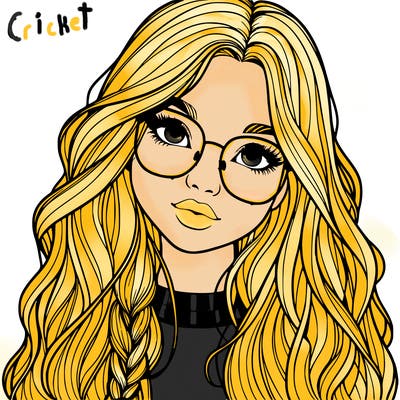 girl with long hair and freckles and glasses realistic