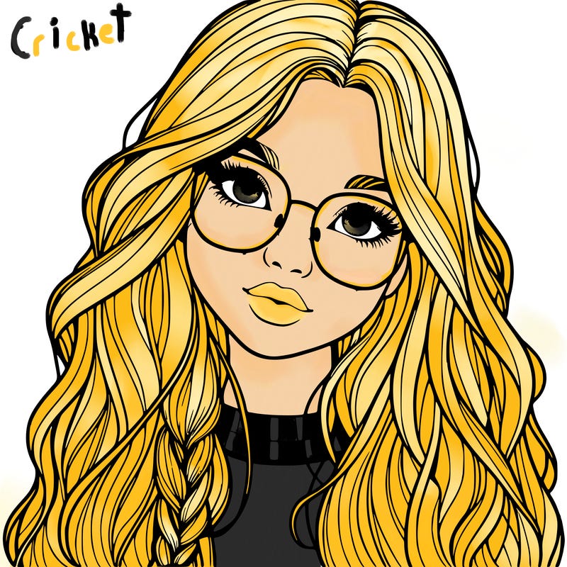 girl with long hair and freckles and glasses realistic