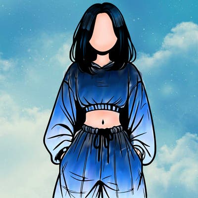 realistic girl faceless with baggy pants and a crop top