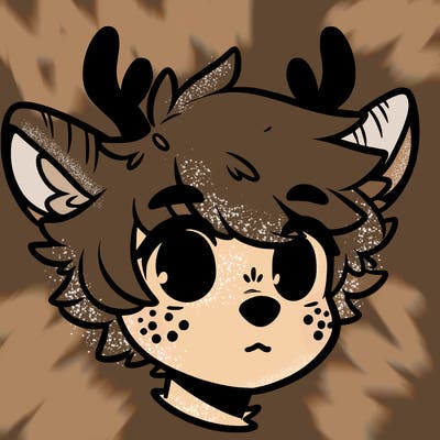 a humanoid deer with soft fluffy ears