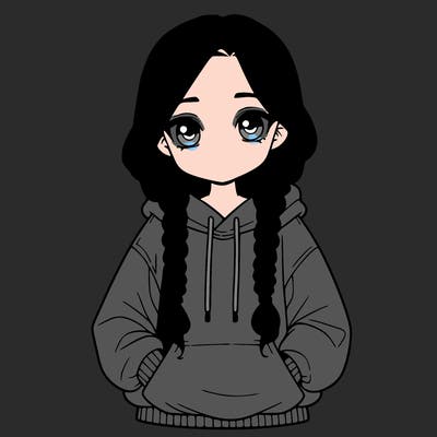 a realistic girl with a oversized hoodie and she has braids