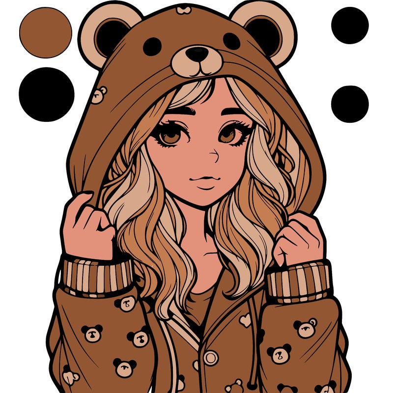 realistic girl in a animal pjs hoodie