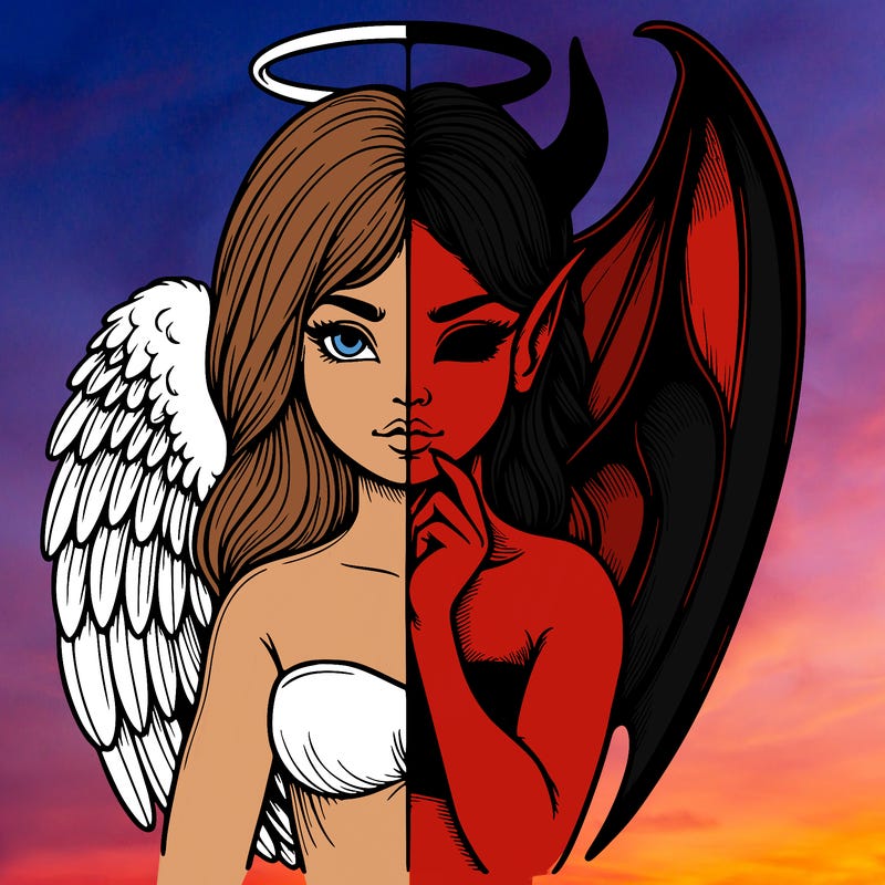 realistic angel half demon