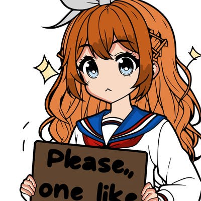 anime looking alike girl holding please one like sign