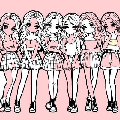 a group of girls realistic