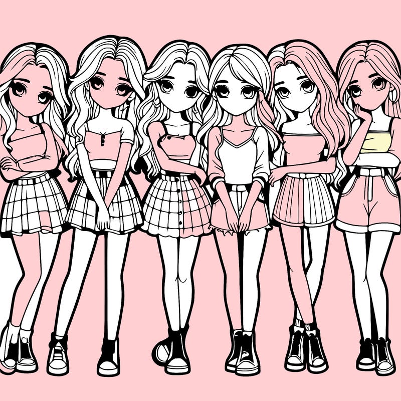 a group of girls realistic