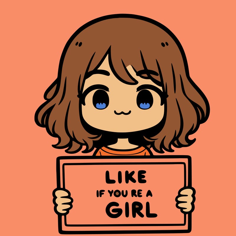 a cute girl holding a sign that says like if you’re a girl