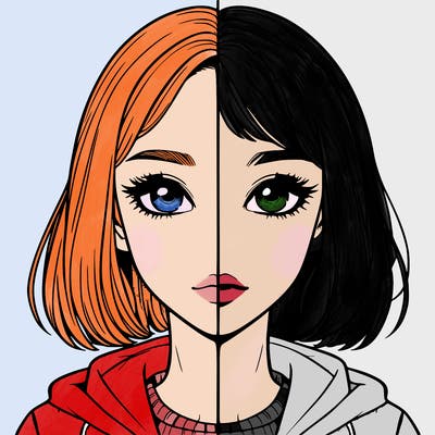 split realistic girl