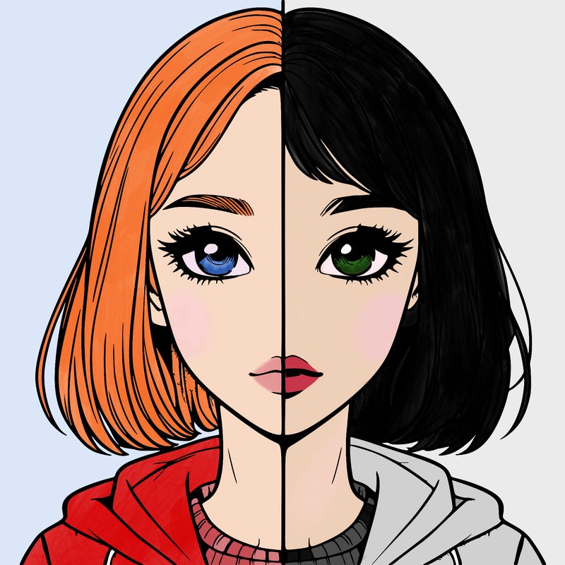 split realistic girl