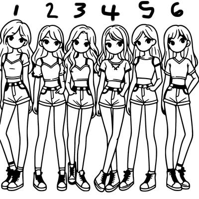 a group of girls wearing crop tops and shorts