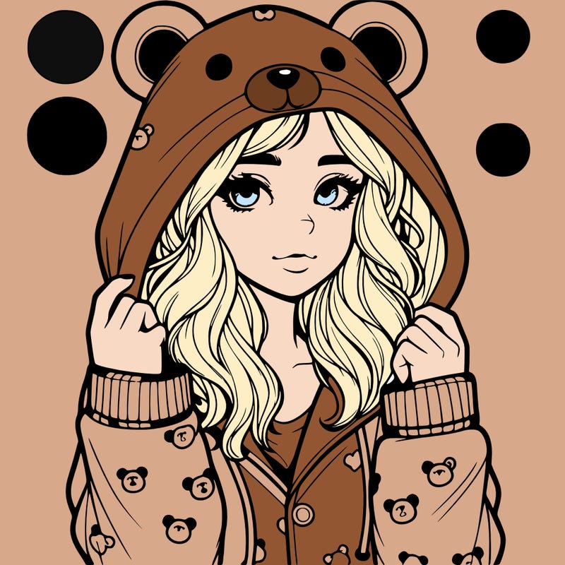 realistic girl in a animal pjs hoodie