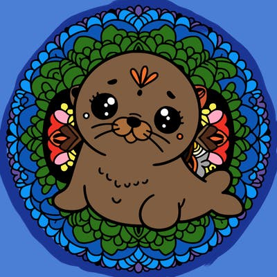 a cute baby seal mandala