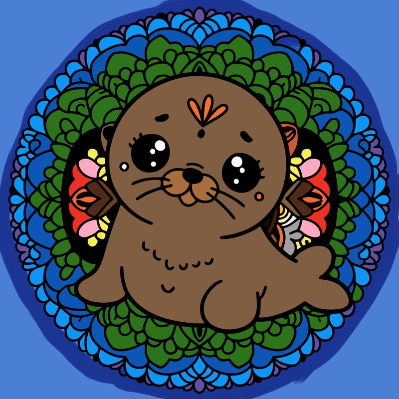 a cute baby seal mandala