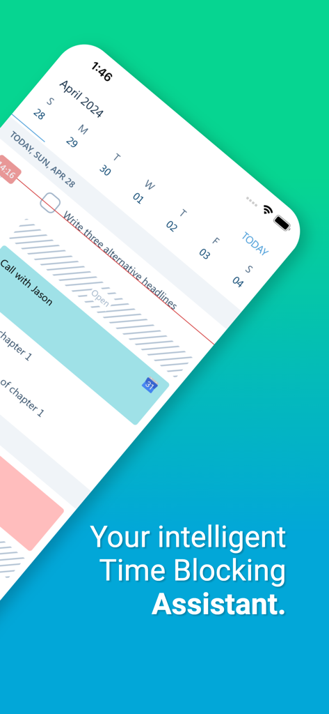 SkedPal - SkedPal Mobile App-Oberfläche, die einen automatisierten Zeitplan mit Blöcken für Aufgaben und Besprechungen anzeigt.