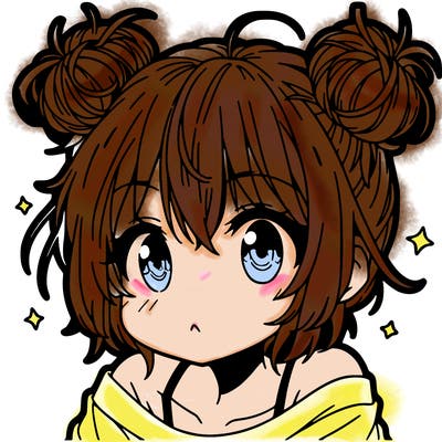 a manga girl with messy small buns
