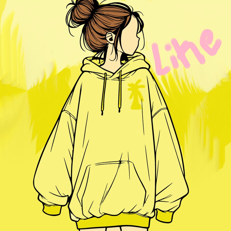 realistic girl with a oversized sweatshirt on and a bun