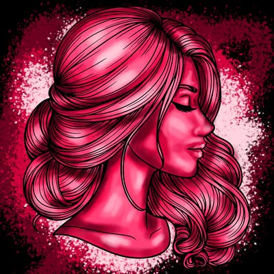 realistic woman's head & hair