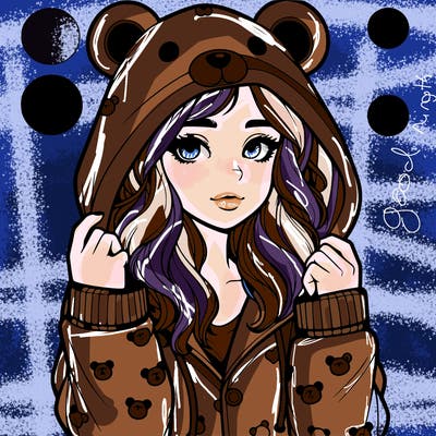 realistic girl in a animal pjs hoodie