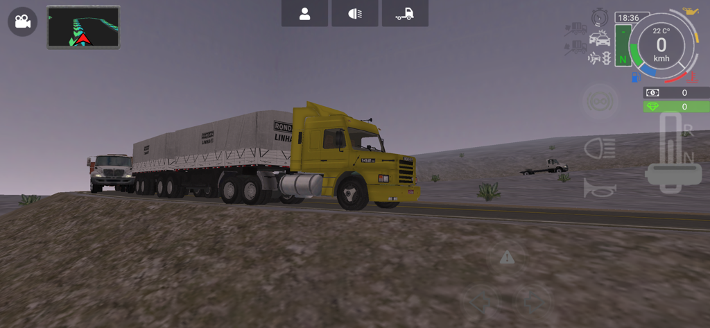 Grand Truck Simulator 2 - Yellow semi truck hauling double trailers in the Grand Truck Simulator 2 mobile game