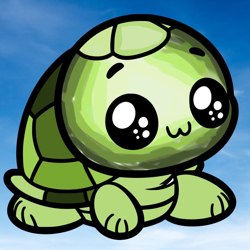 cute little animated turtle
