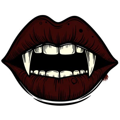 lips with vampire teeth