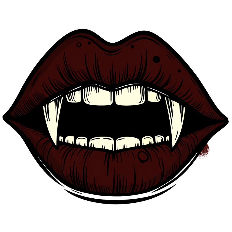 lips with vampire teeth