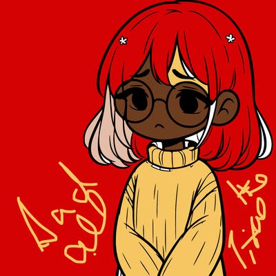 sad girl with glasses in a sweater