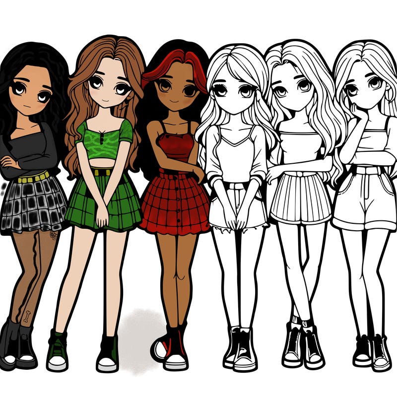 a group of girls realistic