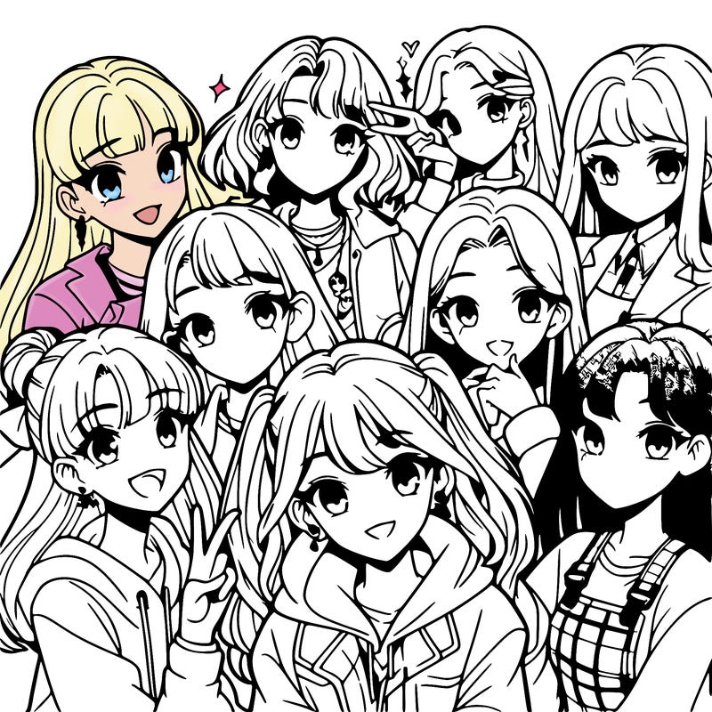 group of 11 anime teen girls