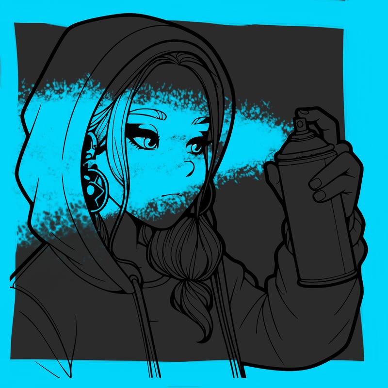 a realistic girl, spray painting