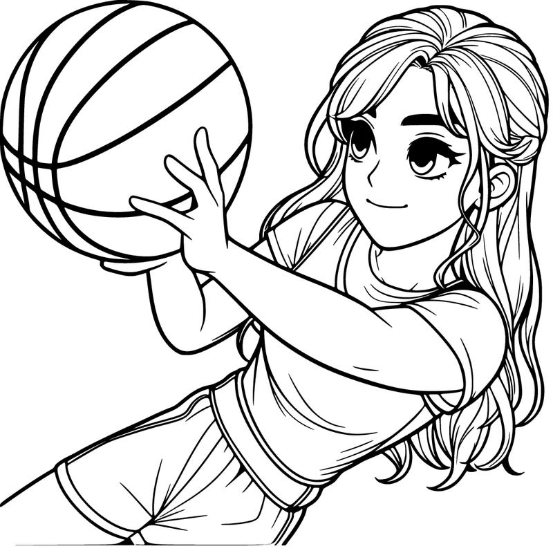 realistic girl playing basketball