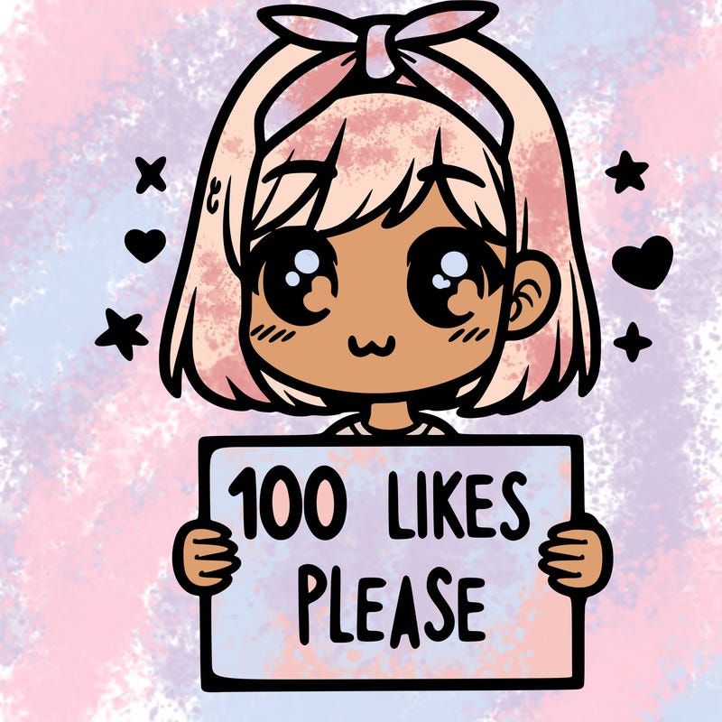 girl holding sign saying 100 likes please