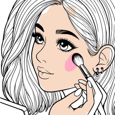 a realistic girl doing her makeup