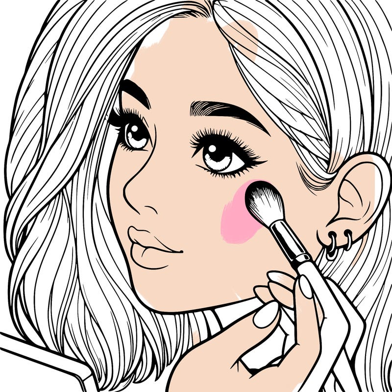 a realistic girl doing her makeup