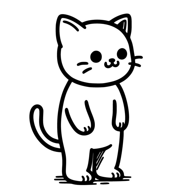 standing cat without fur or teeth