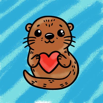 otter with a heart