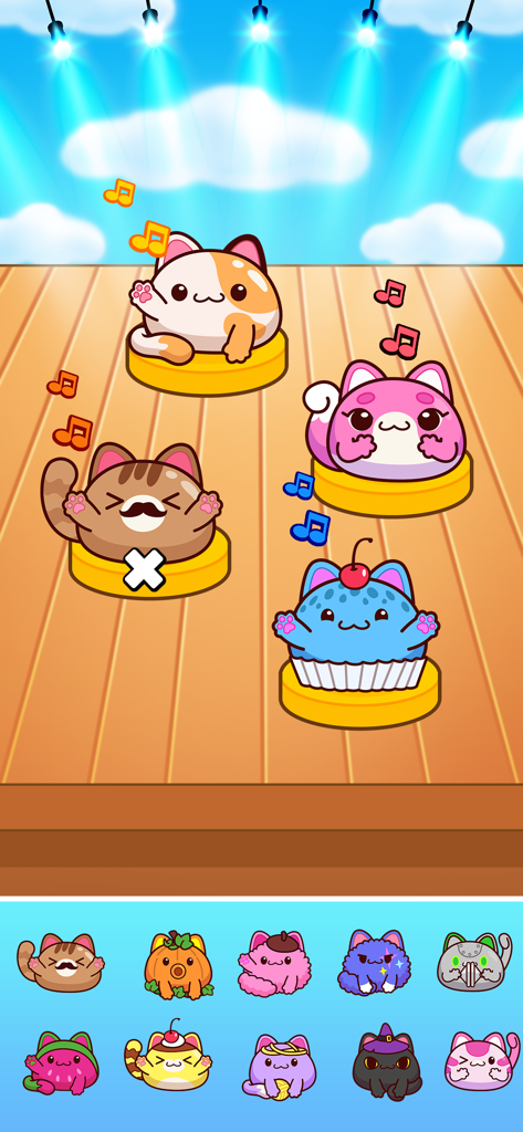 SnugBoo Cats World of Music - 浮かぶ音符と共にステージで音楽を作成するかわいい子猫のキャラクター