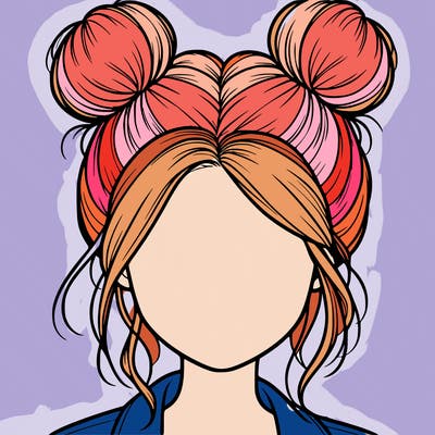 realistic girl with buns on the top of her hair