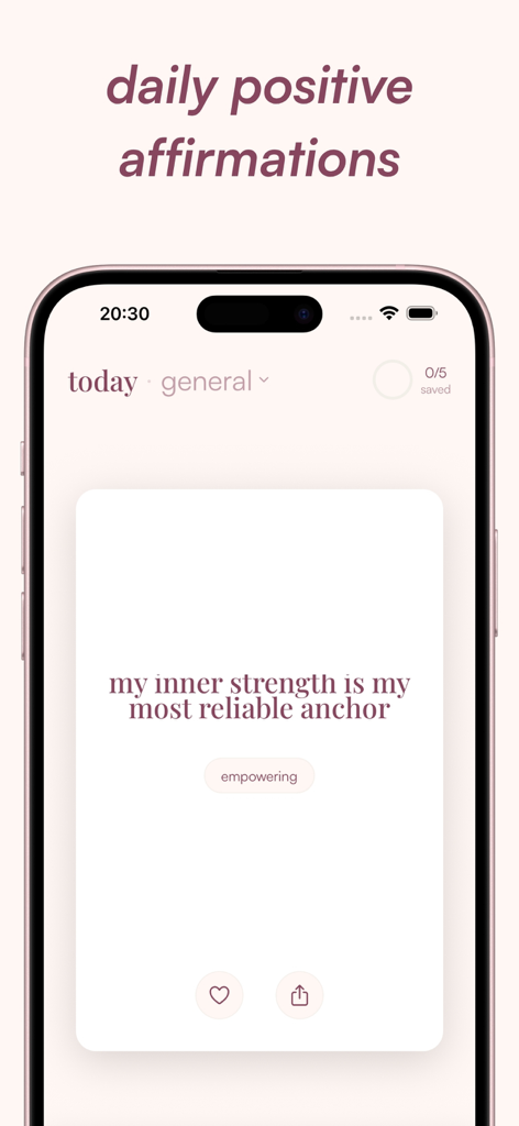 affirmations - self love daily - Smartphone screen displaying a positive affirmation about inner strength for daily self-care