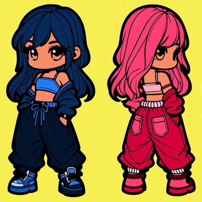 girl in crop top and baggy pants