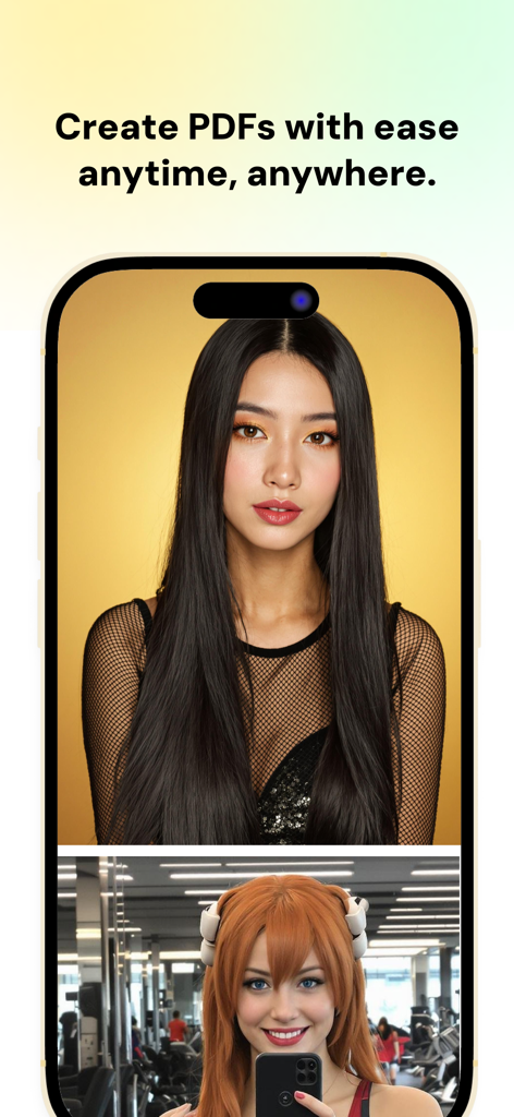 Felor PDF Maker-Save&View - Una pantalla de aplicación móvil de Felor PDF Maker con el titular Crea PDFs con facilidad en cualquier momento y lugar.