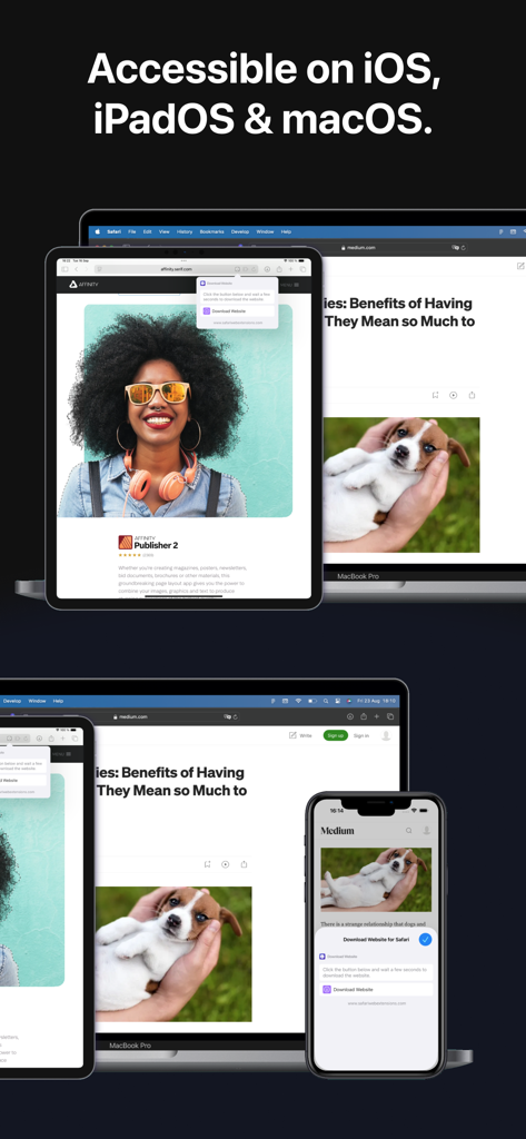 Save Website for Safari - Save Website for Safari app interface on iPhone iPad and Mac