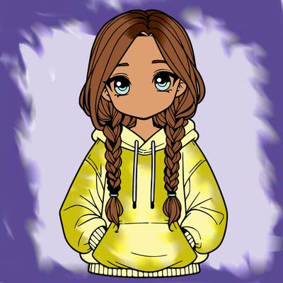 a realistic girl with a oversized hoodie and she has braids