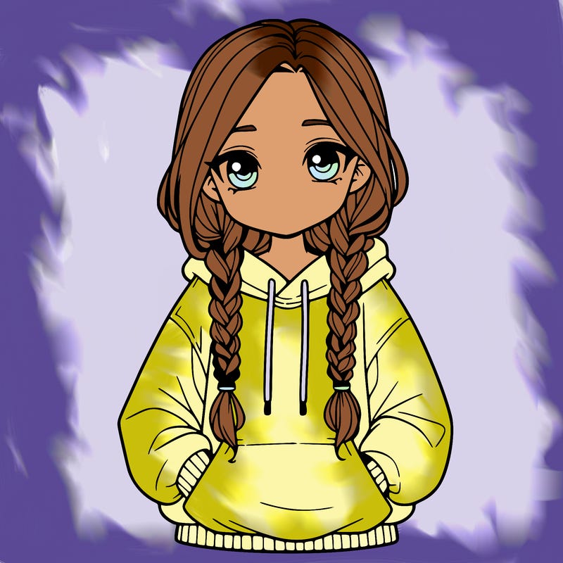 a realistic girl with a oversized hoodie and she has braids