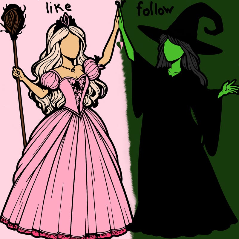 detailed realistic split of a princess and a witch