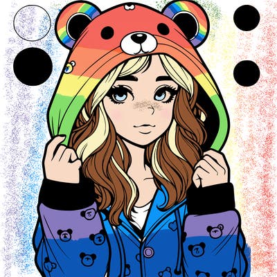 realistic girl in a animal pjs hoodie