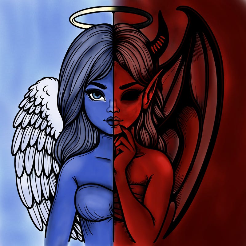 realistic angel half demon