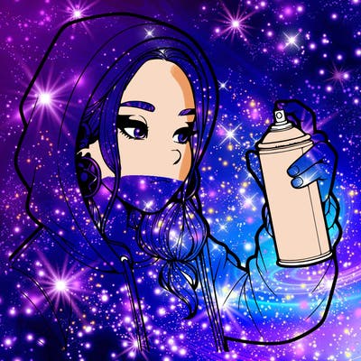 a realistic girl, spray painting