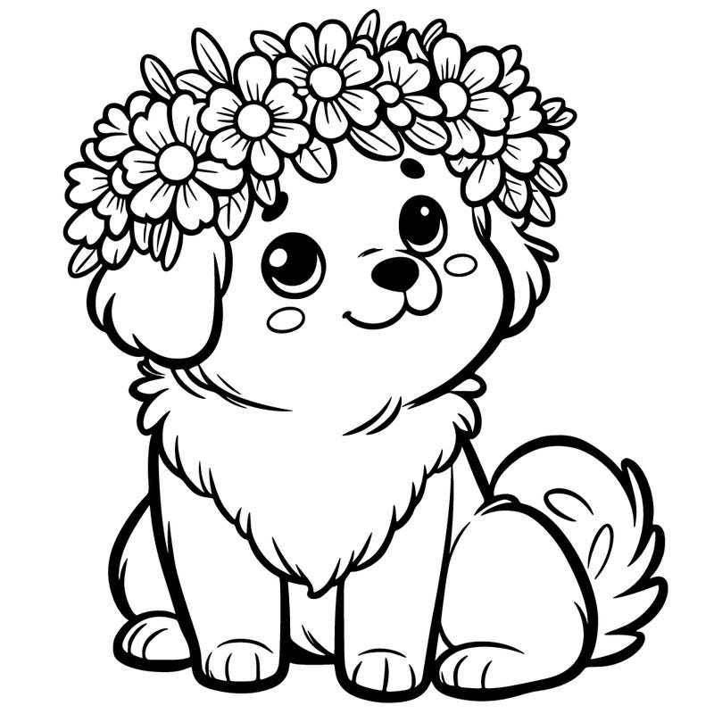 dog with flower crown