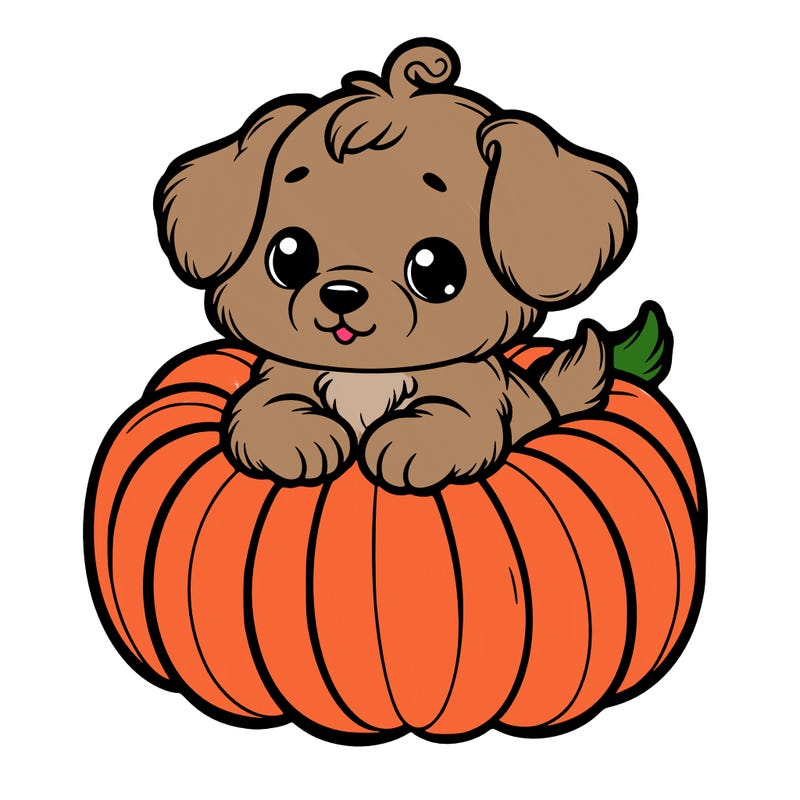 cute little puppy in a pumpkin
